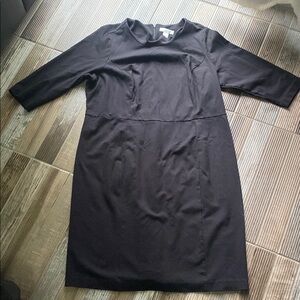 CJ Banks Black Ponte Knit Stretch Fitted Pencil Sheath 3/4 Sleeve Dress